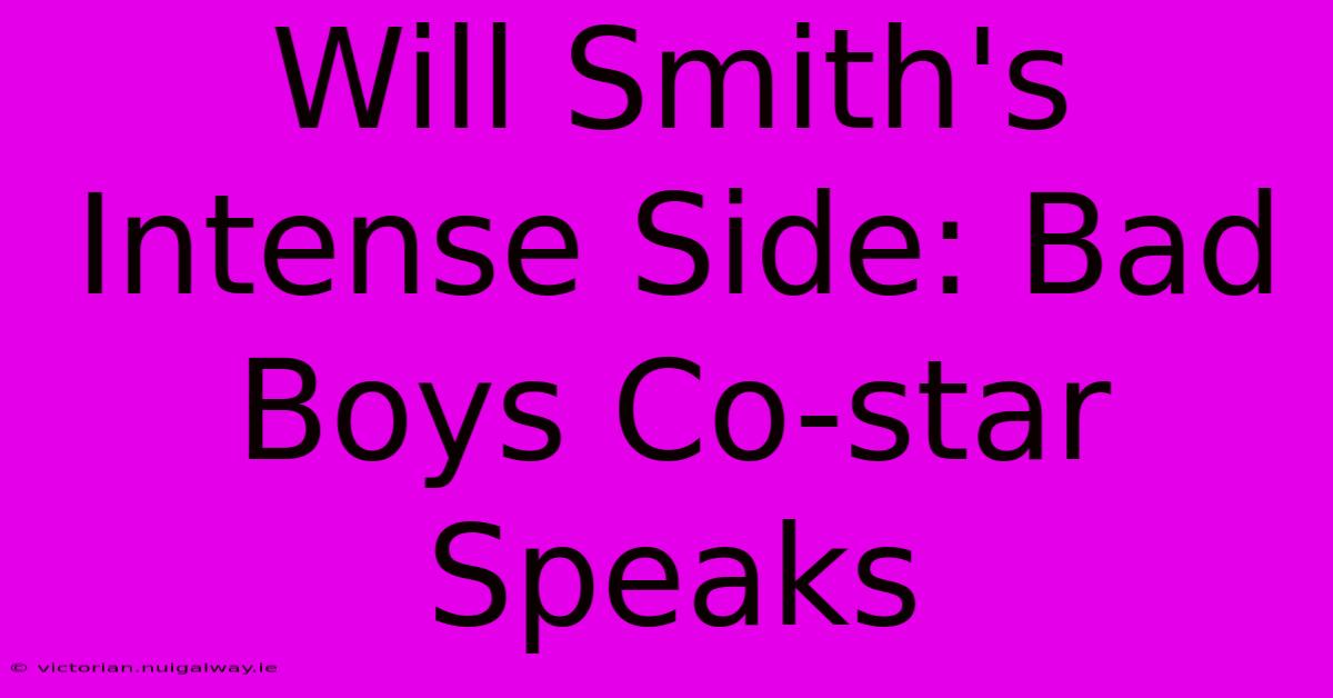 Will Smith's Intense Side: Bad Boys Co-star Speaks