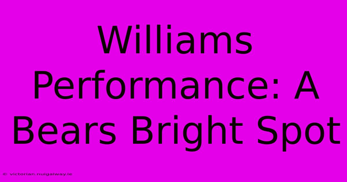 Williams Performance: A Bears Bright Spot