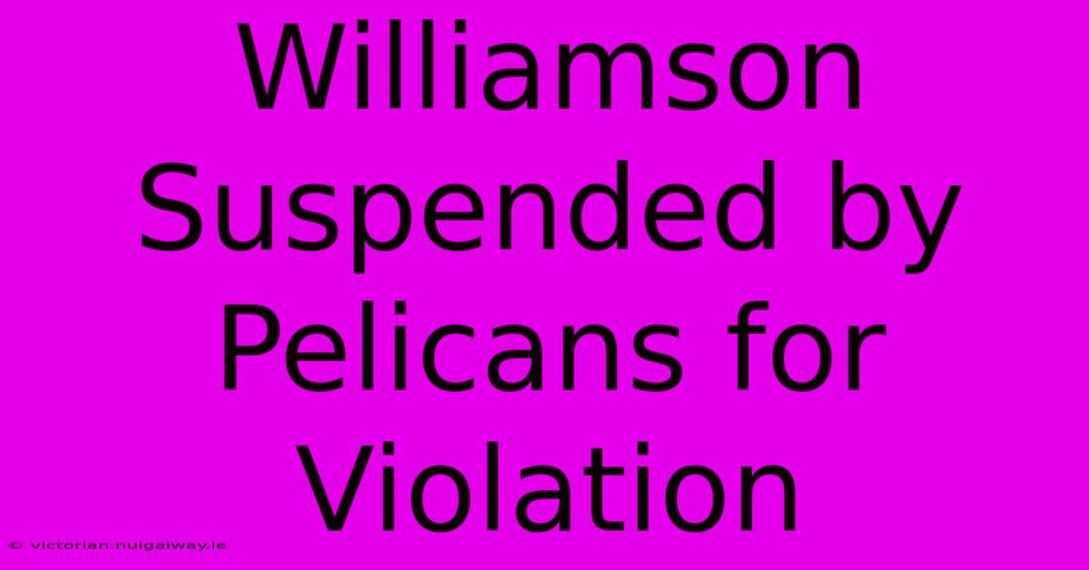 Williamson Suspended By Pelicans For Violation