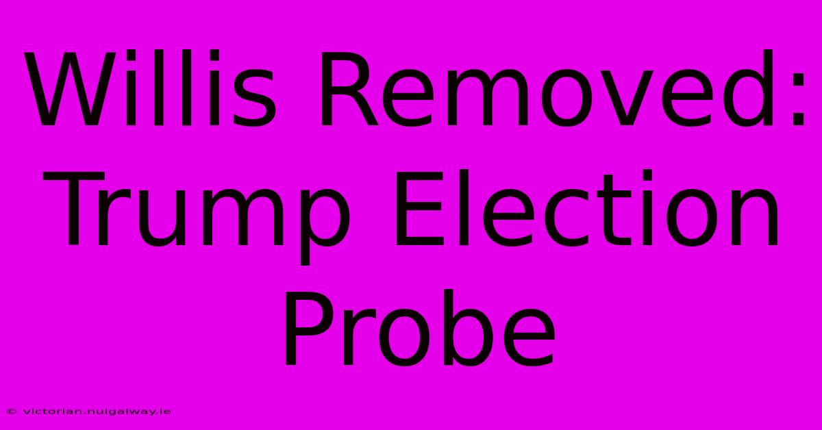 Willis Removed: Trump Election Probe