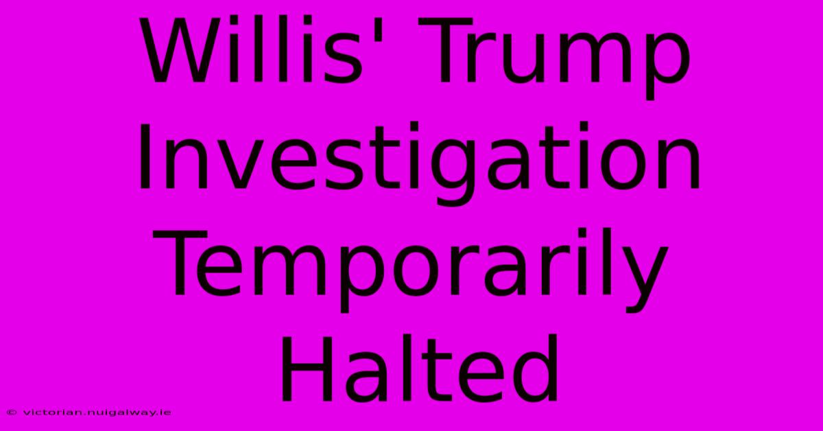 Willis' Trump Investigation Temporarily Halted