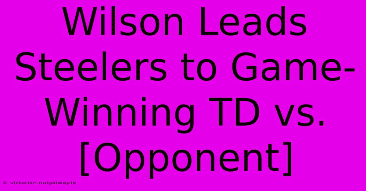 Wilson Leads Steelers To Game-Winning TD Vs. [Opponent]