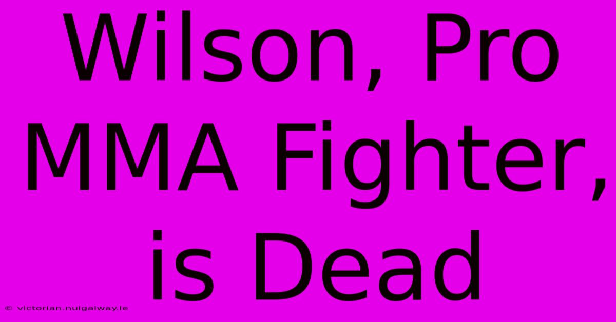 Wilson, Pro MMA Fighter, Is Dead