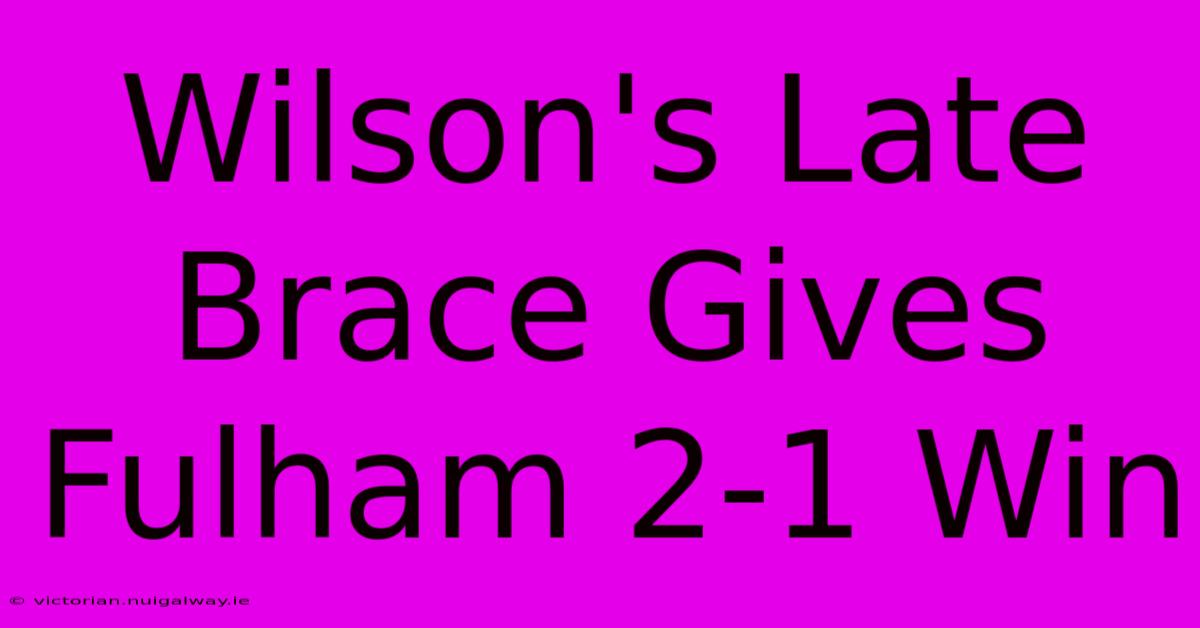 Wilson's Late Brace Gives Fulham 2-1 Win