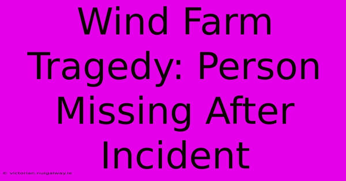 Wind Farm Tragedy: Person Missing After Incident 