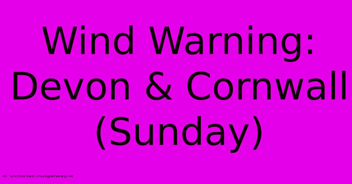 Wind Warning: Devon & Cornwall (Sunday)