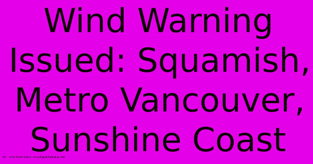 Wind Warning Issued: Squamish, Metro Vancouver, Sunshine Coast 