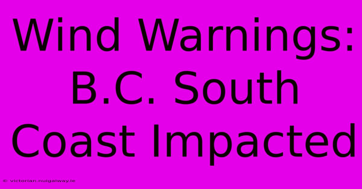 Wind Warnings: B.C. South Coast Impacted 