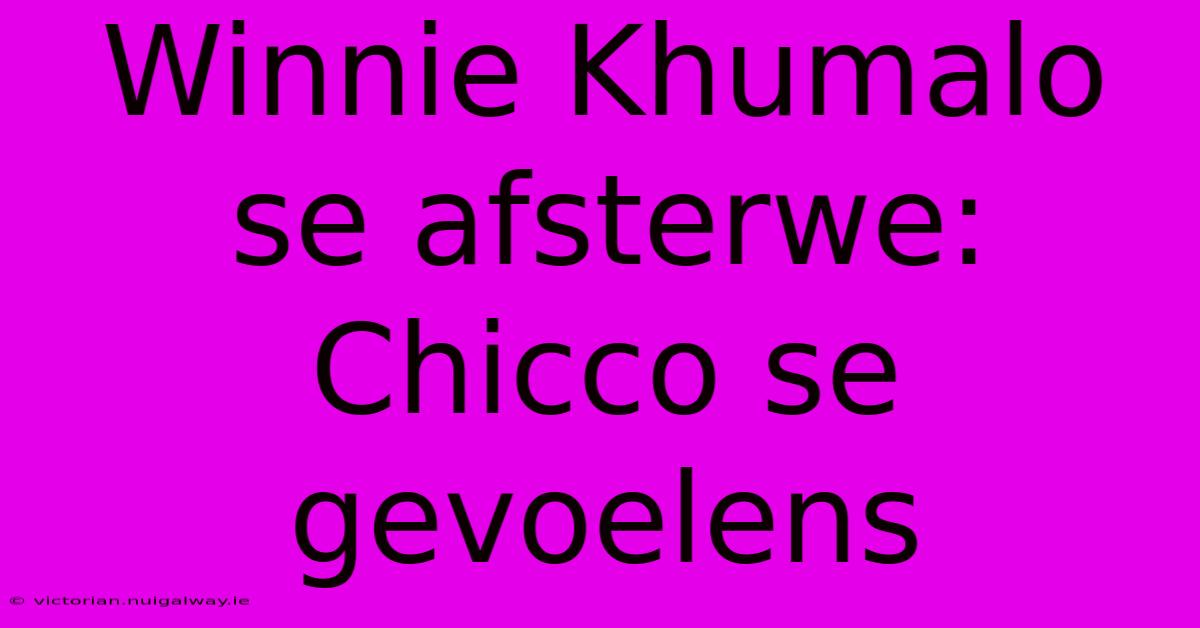 Winnie Khumalo Se Afsterwe: Chicco Se Gevoelens