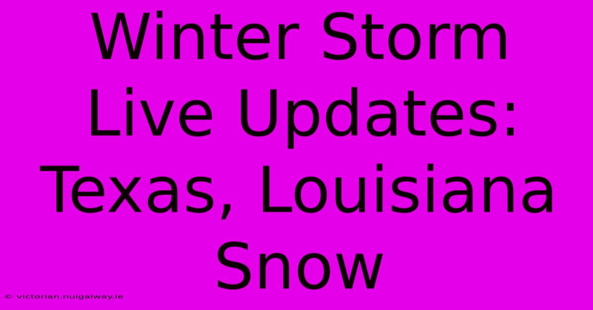 Winter Storm Live Updates: Texas, Louisiana Snow