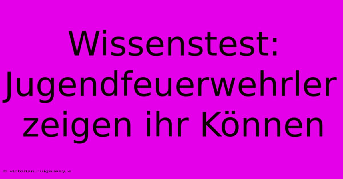 Wissenstest: Jugendfeuerwehrler Zeigen Ihr Können