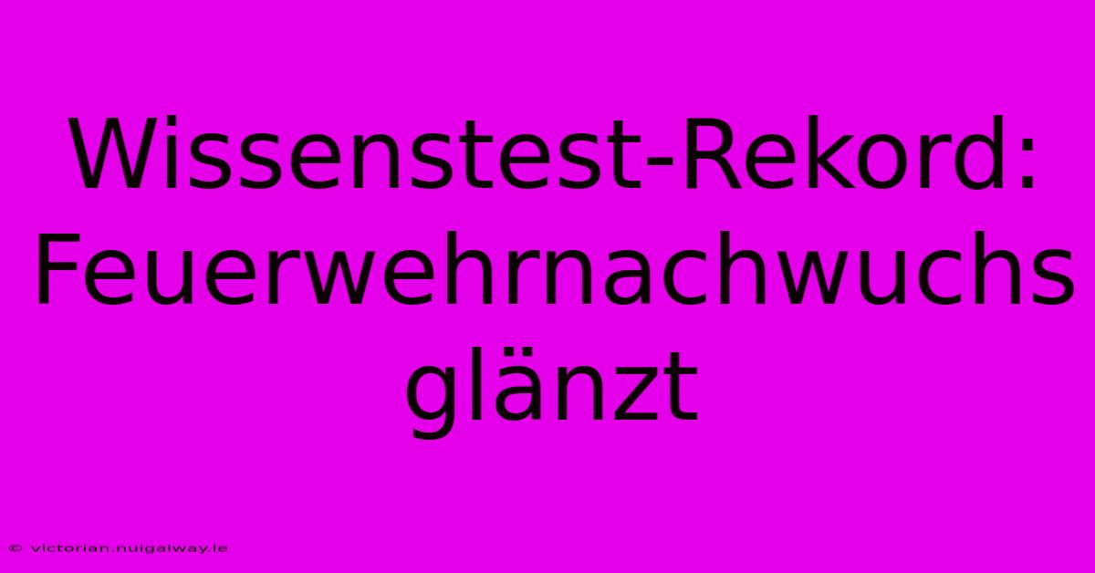 Wissenstest-Rekord: Feuerwehrnachwuchs Glänzt 