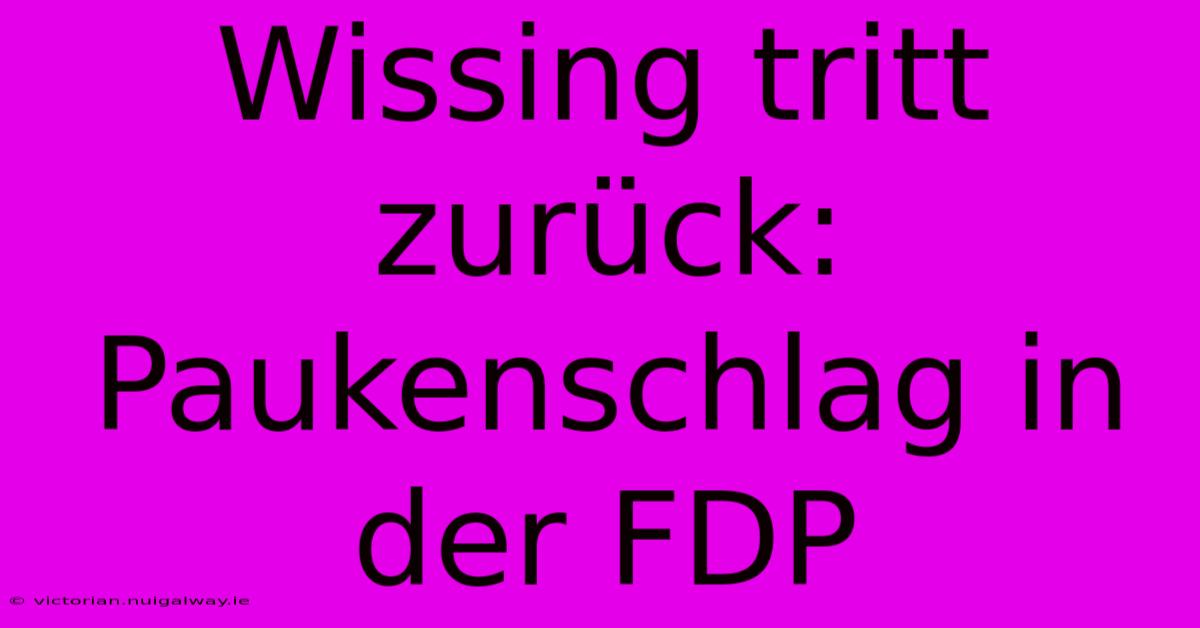 Wissing Tritt Zurück: Paukenschlag In Der FDP