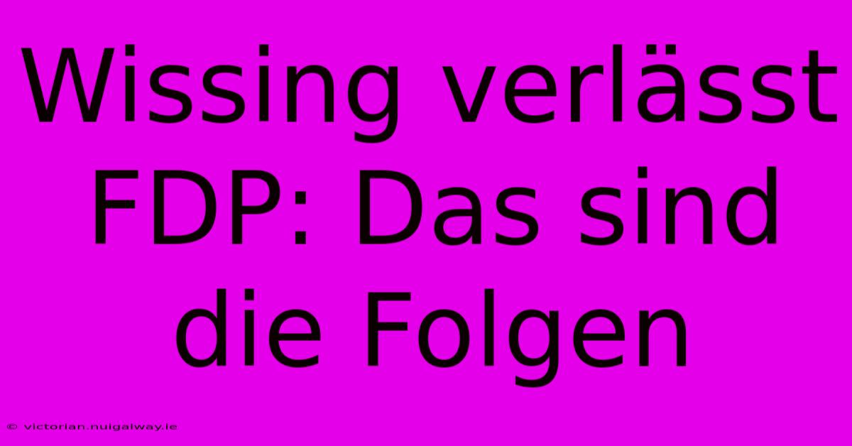 Wissing Verlässt FDP: Das Sind Die Folgen