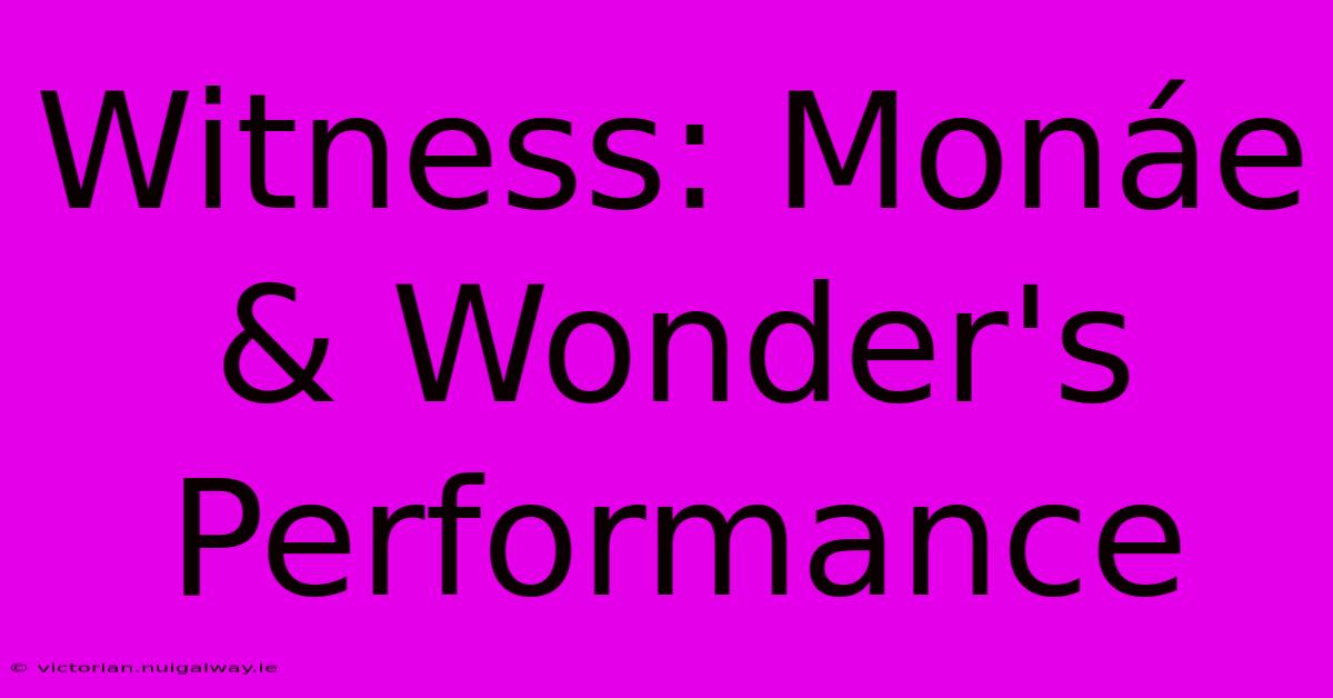 Witness: Monáe & Wonder's Performance