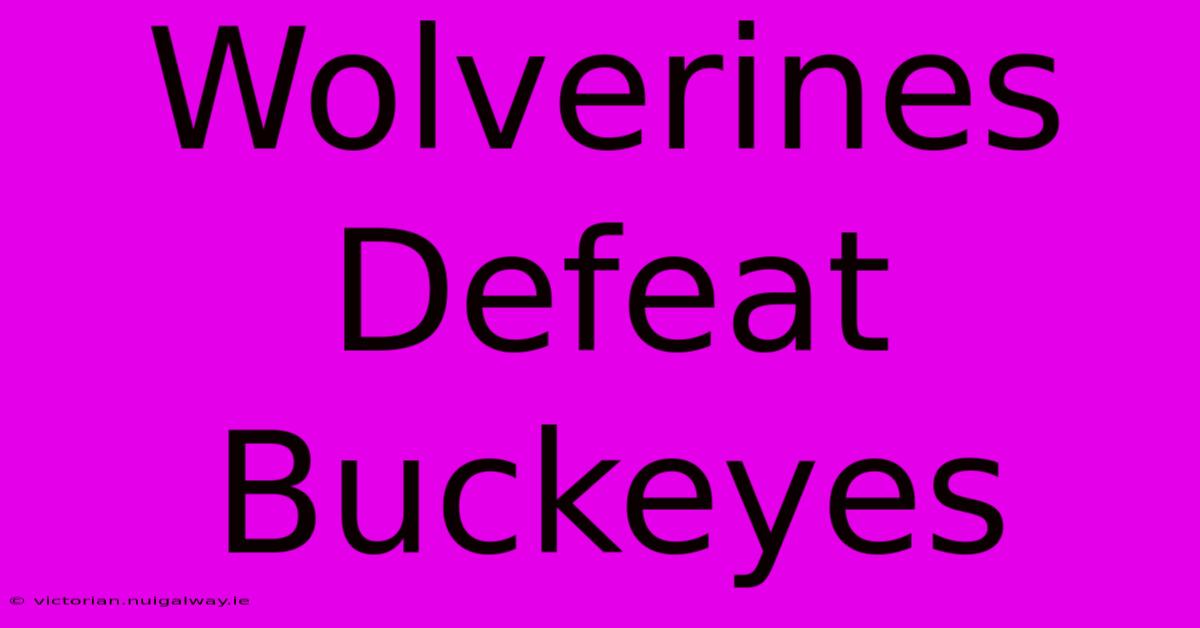 Wolverines Defeat Buckeyes