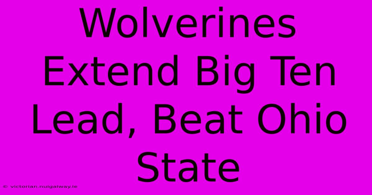 Wolverines Extend Big Ten Lead, Beat Ohio State