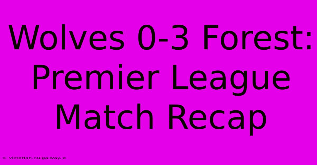 Wolves 0-3 Forest: Premier League Match Recap