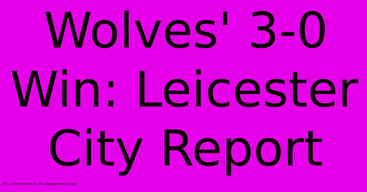 Wolves' 3-0 Win: Leicester City Report