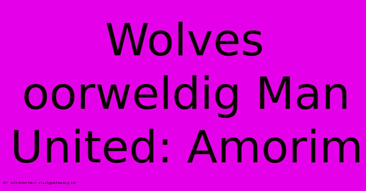 Wolves Oorweldig Man United: Amorim