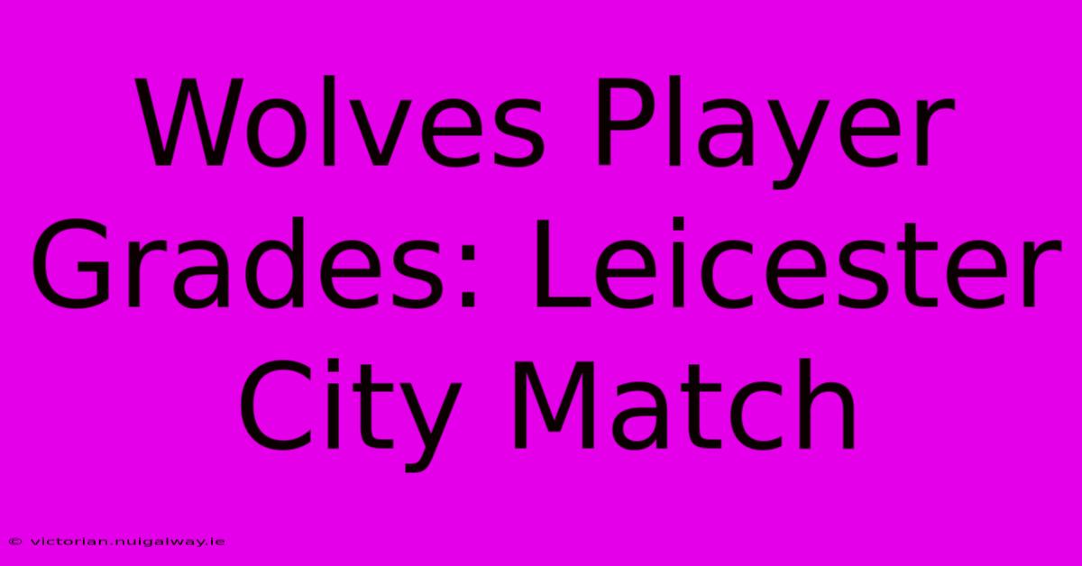 Wolves Player Grades: Leicester City Match