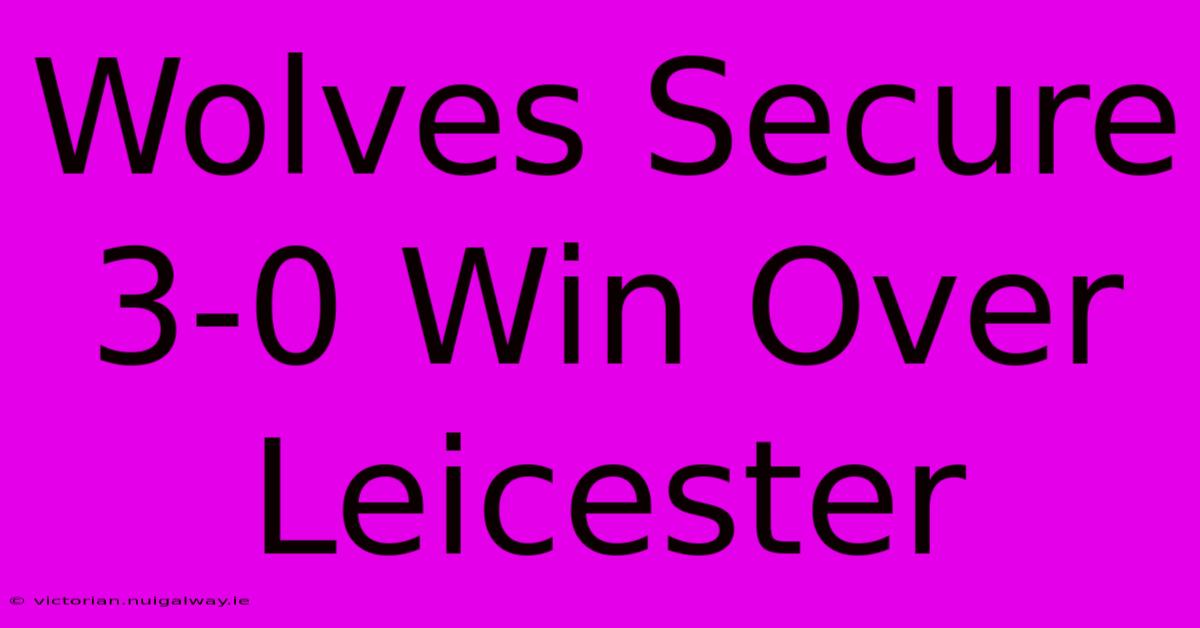 Wolves Secure 3-0 Win Over Leicester