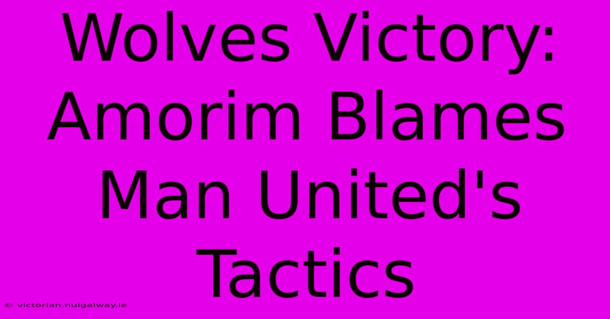 Wolves Victory: Amorim Blames Man United's Tactics