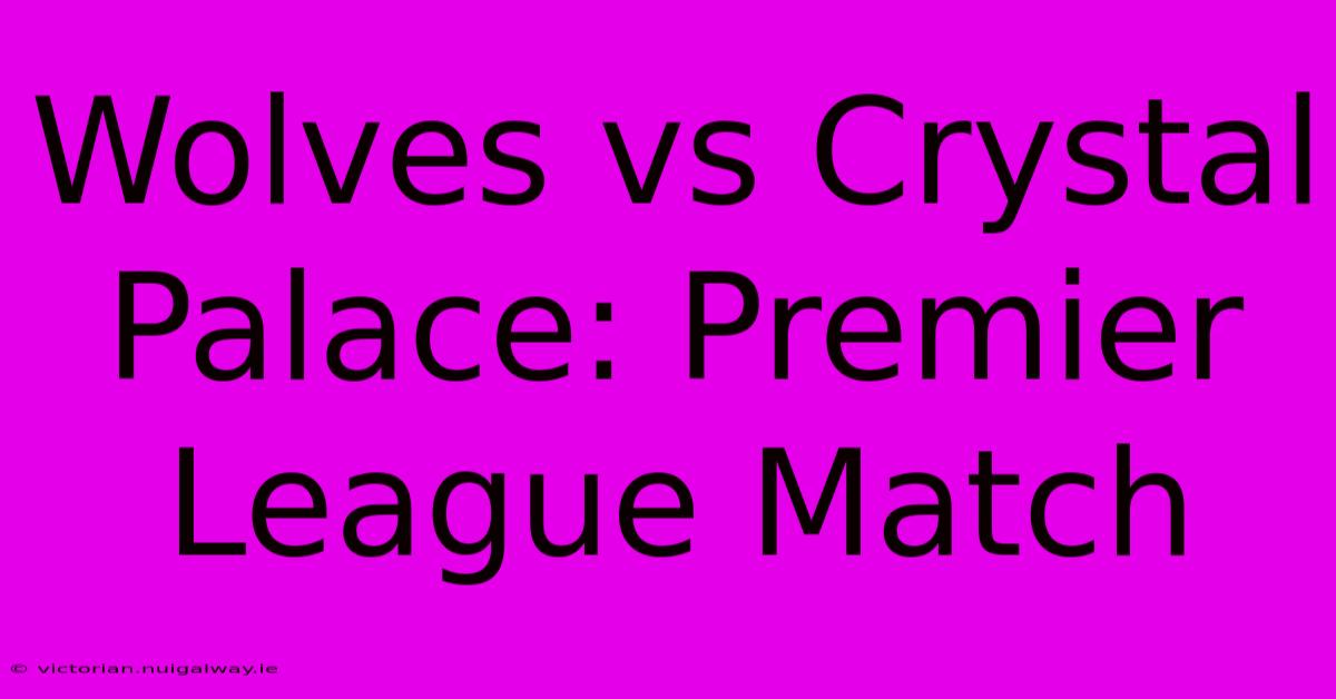 Wolves Vs Crystal Palace: Premier League Match