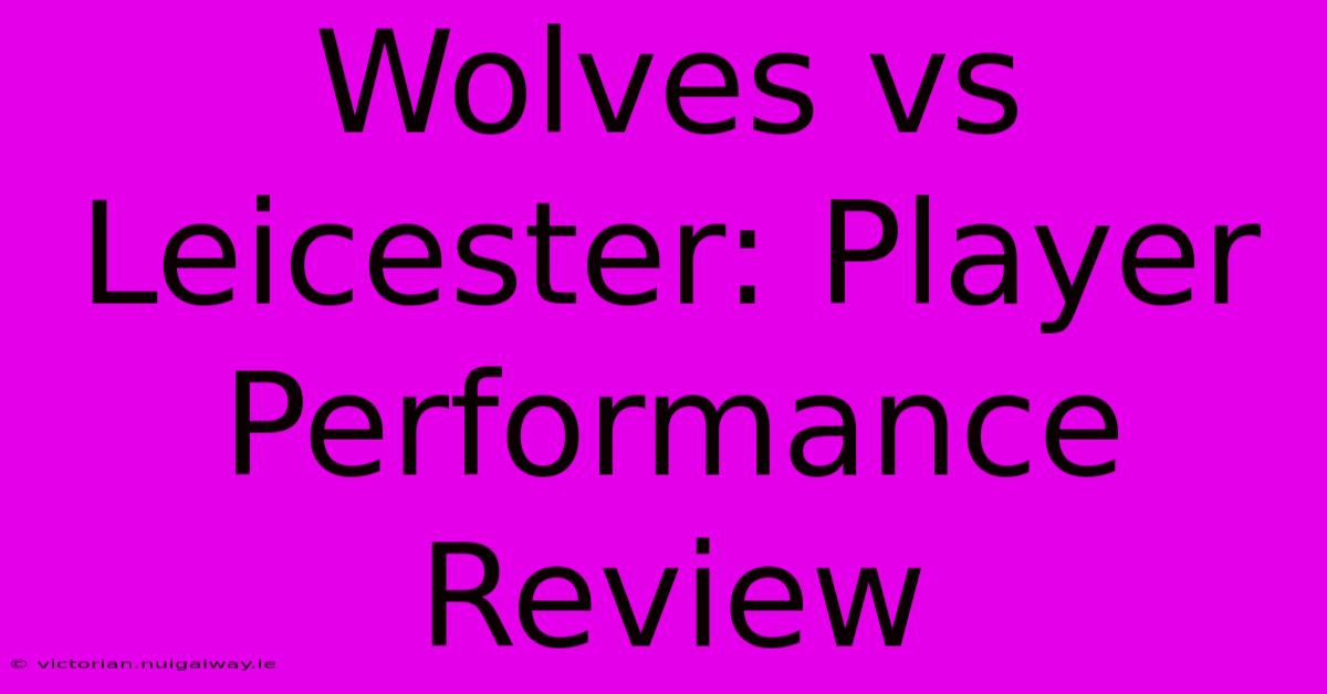 Wolves Vs Leicester: Player Performance Review