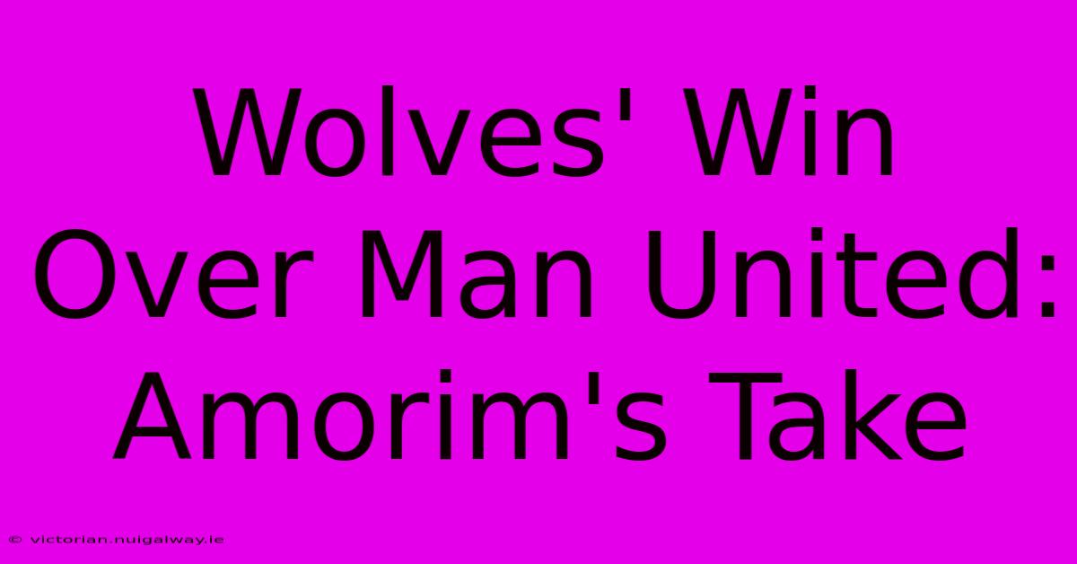 Wolves' Win Over Man United:  Amorim's Take