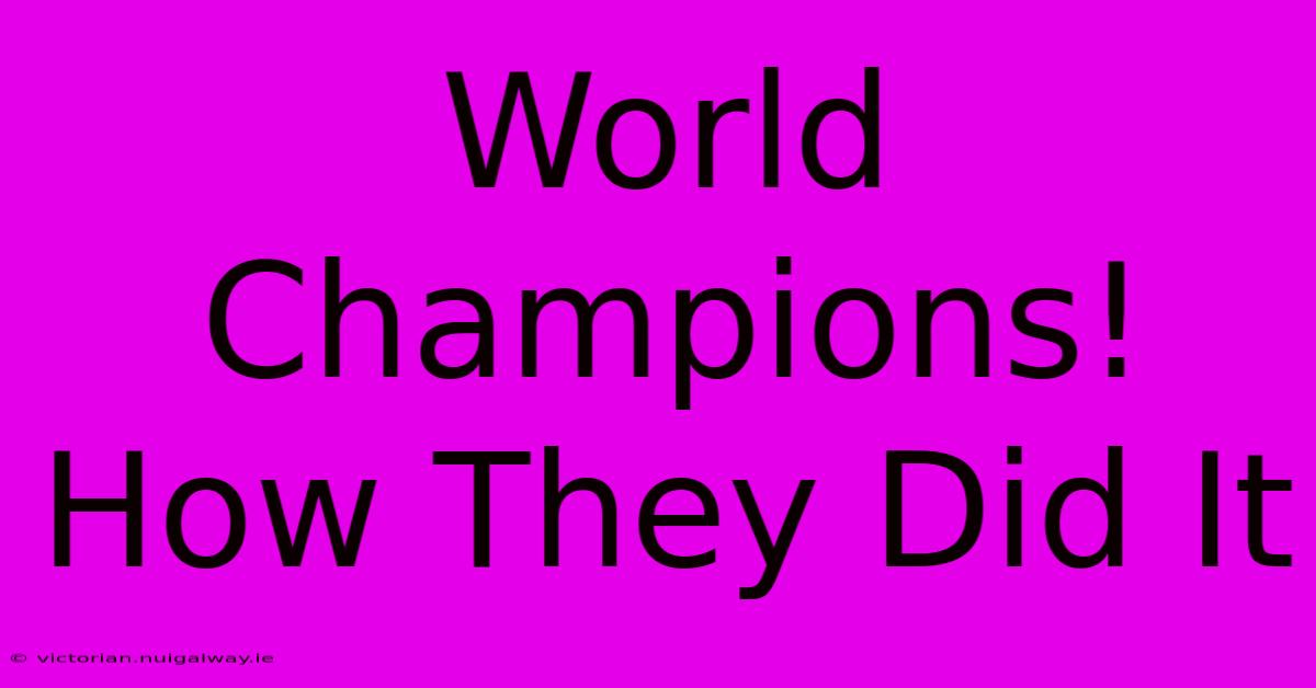 World Champions! How They Did It