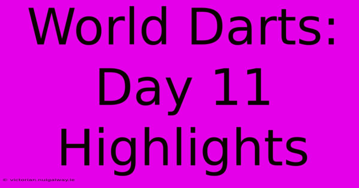 World Darts: Day 11 Highlights