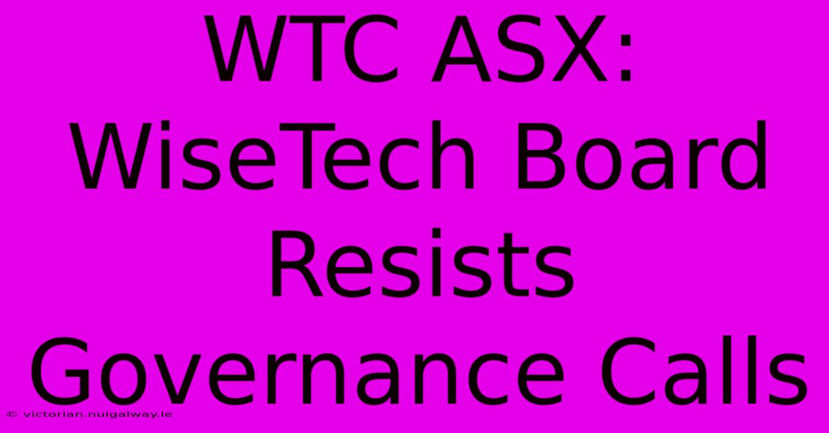 WTC ASX: WiseTech Board Resists Governance Calls 