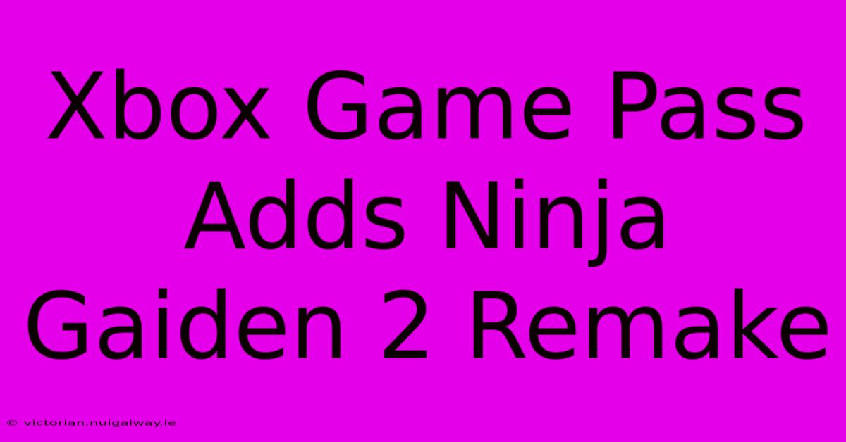 Xbox Game Pass Adds Ninja Gaiden 2 Remake