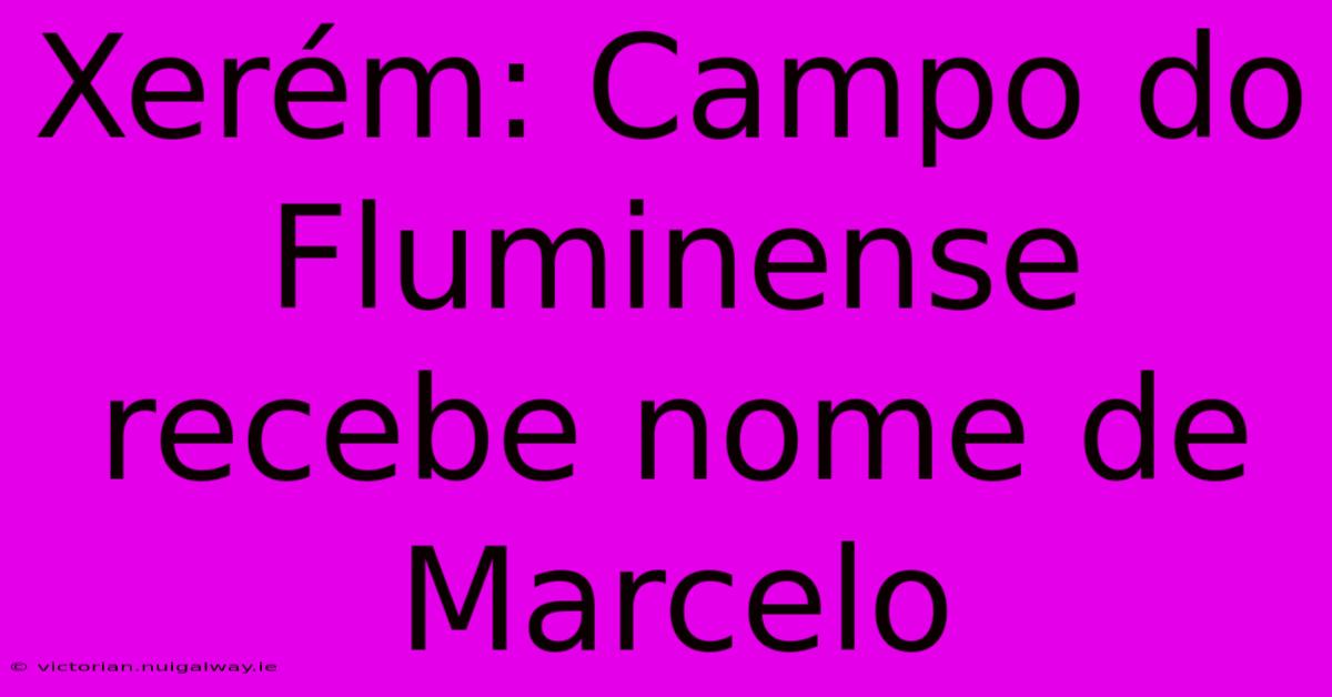 Xerém: Campo Do Fluminense Recebe Nome De Marcelo