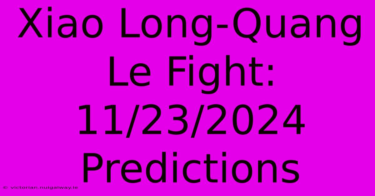 Xiao Long-Quang Le Fight: 11/23/2024 Predictions