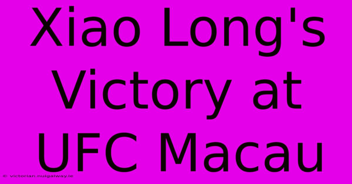 Xiao Long's Victory At UFC Macau