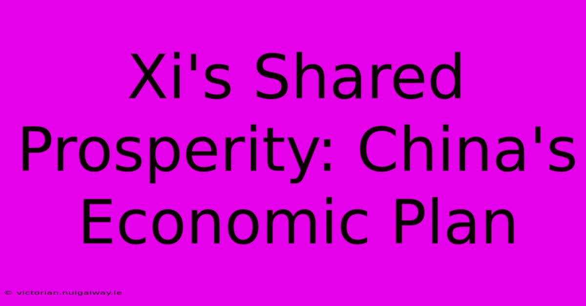 Xi's Shared Prosperity: China's Economic Plan