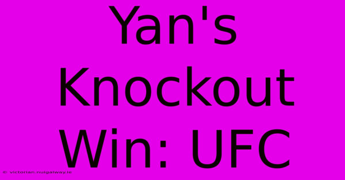 Yan's Knockout Win: UFC