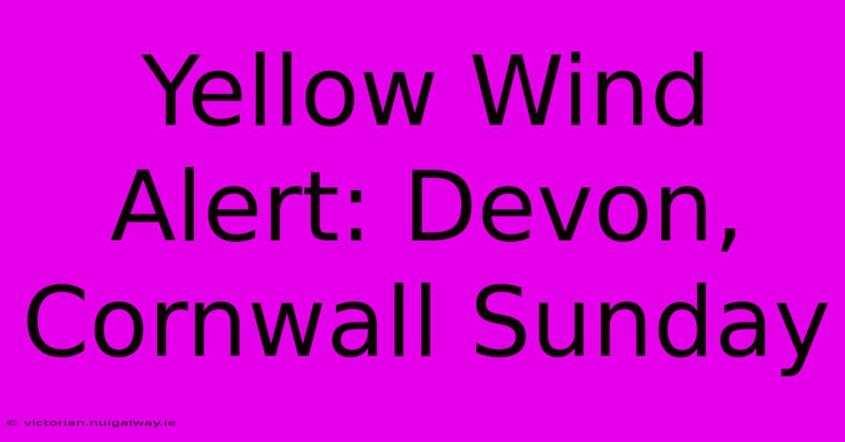 Yellow Wind Alert: Devon, Cornwall Sunday