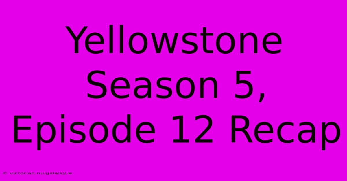 Yellowstone Season 5, Episode 12 Recap