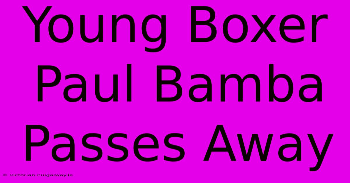 Young Boxer Paul Bamba Passes Away