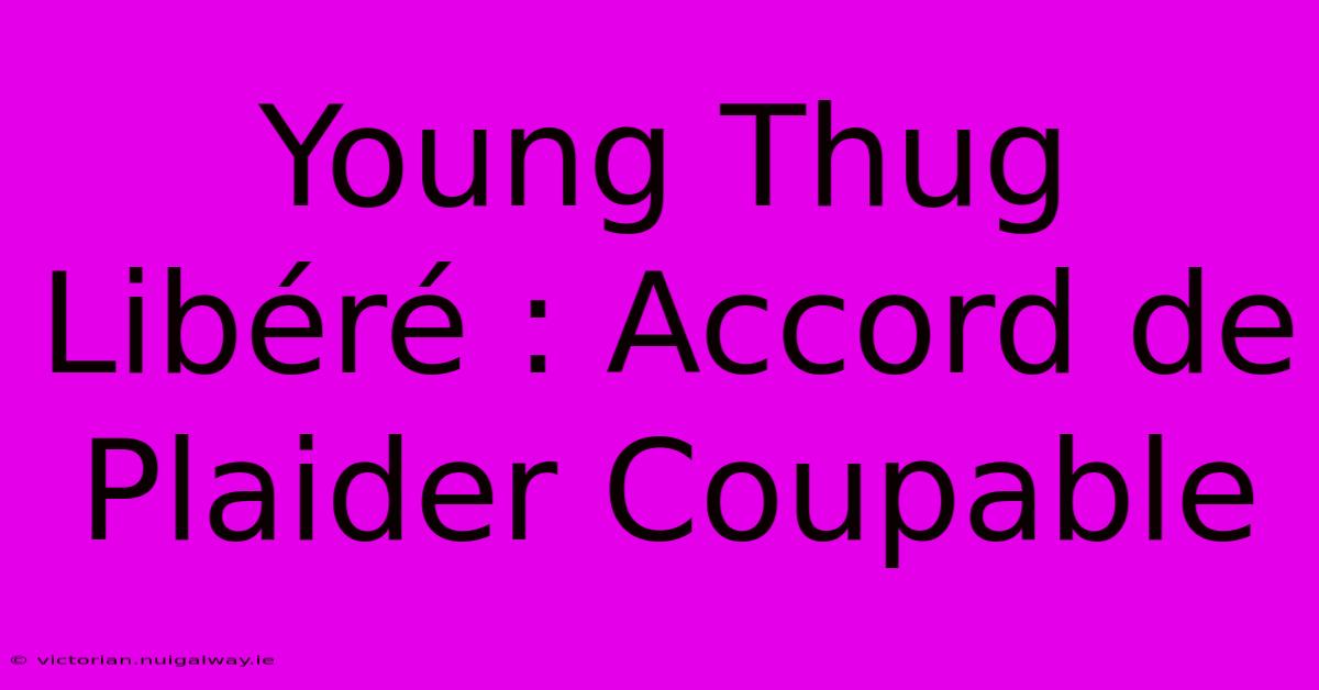 Young Thug Libéré : Accord De Plaider Coupable