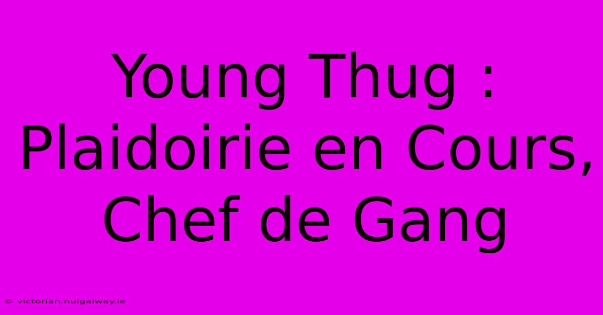 Young Thug : Plaidoirie En Cours, Chef De Gang