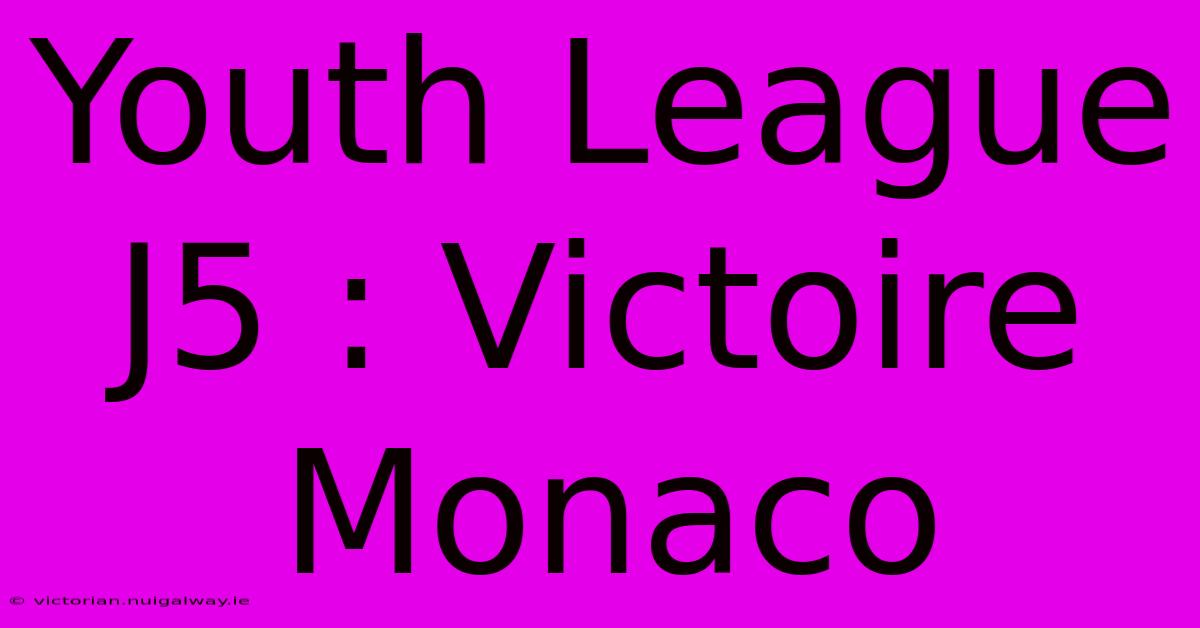 Youth League J5 : Victoire Monaco