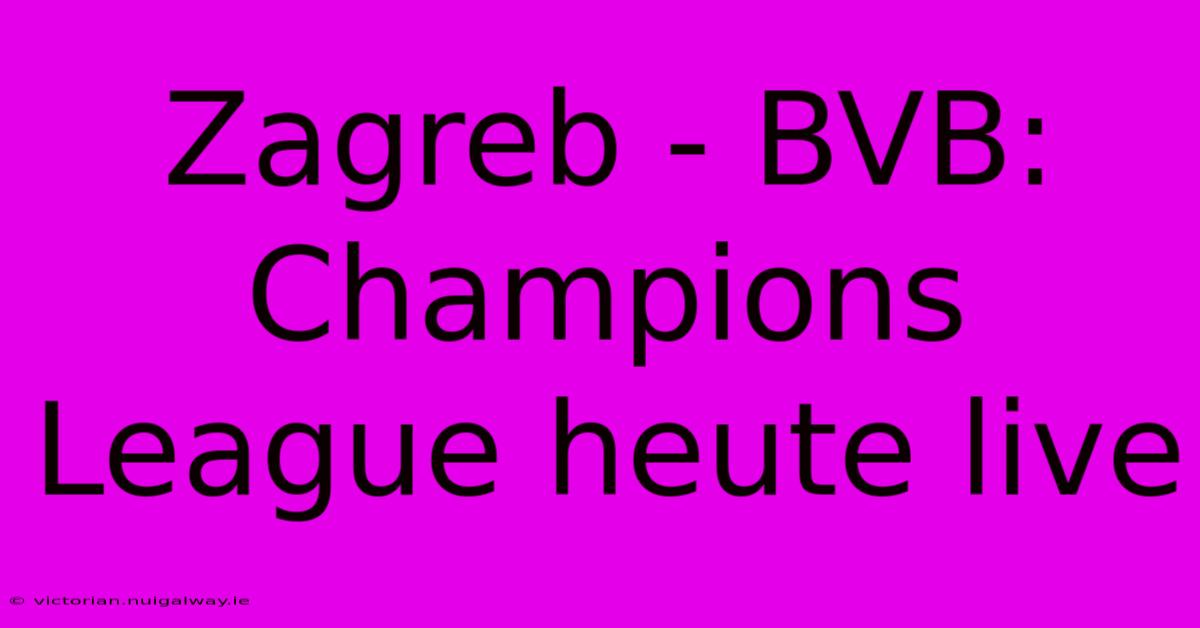 Zagreb - BVB: Champions League Heute Live