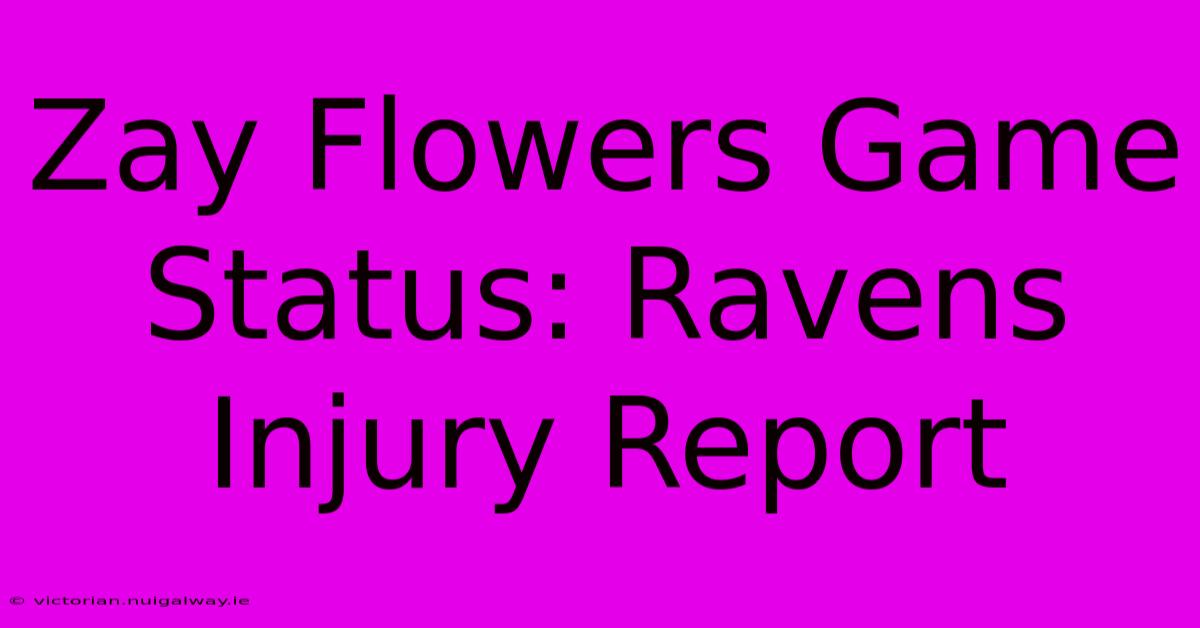 Zay Flowers Game Status: Ravens Injury Report