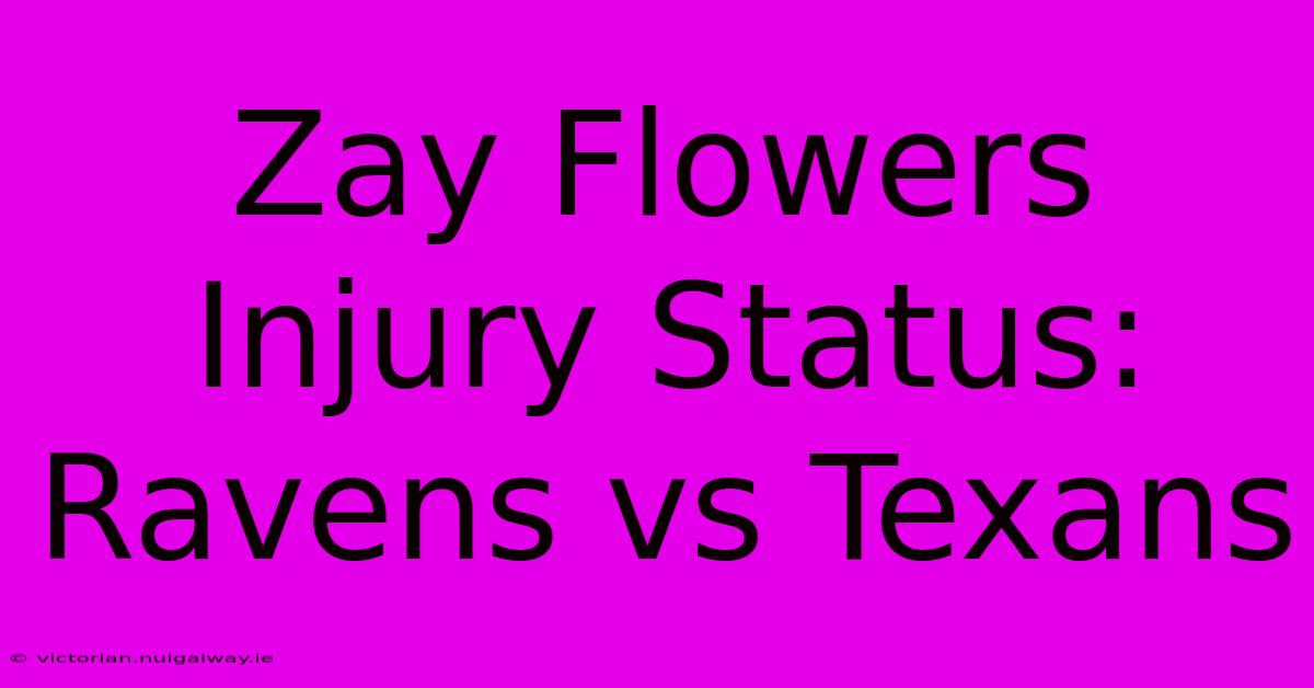 Zay Flowers Injury Status: Ravens Vs Texans