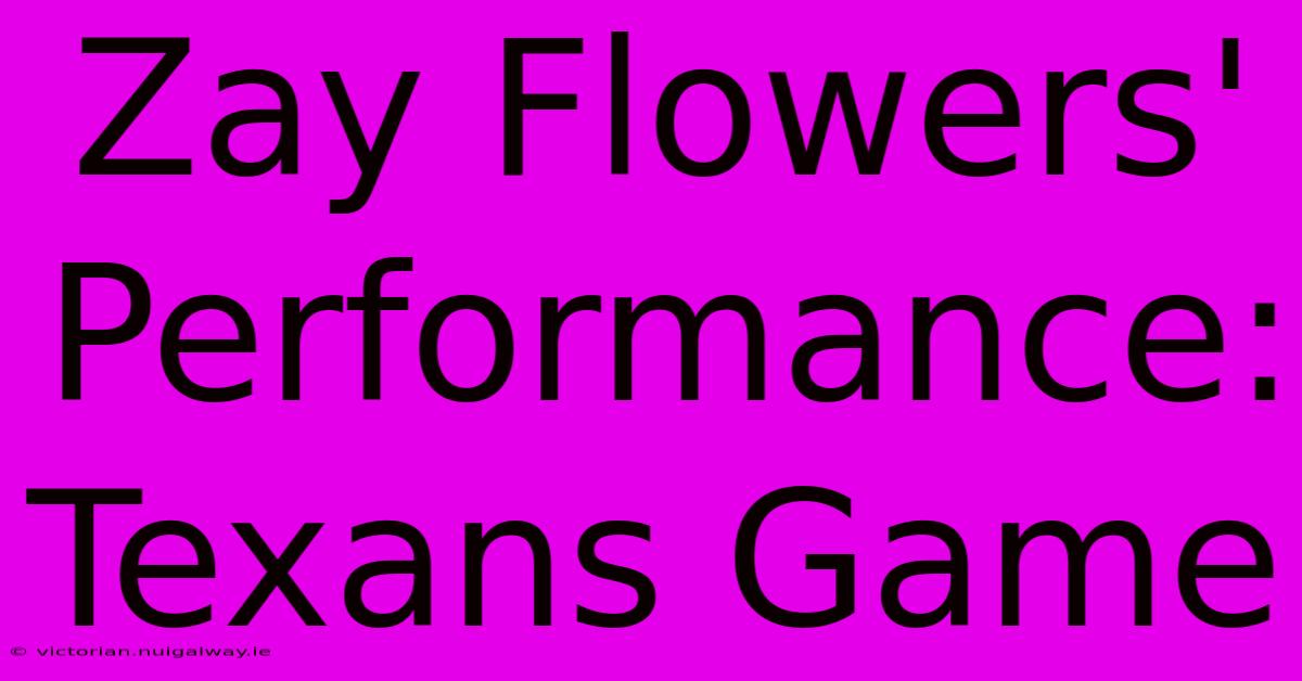 Zay Flowers' Performance: Texans Game