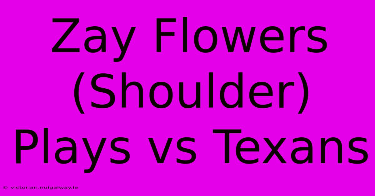 Zay Flowers (Shoulder) Plays Vs Texans